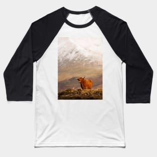 A Ginger Highland Cow in Winter Wonderland Baseball T-Shirt